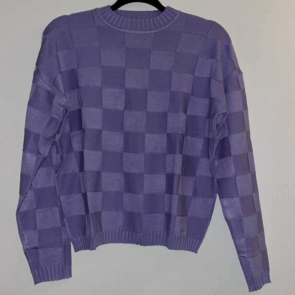 PrettyLittleThing Lilac Square Knit Oversized Sweater Small NWT